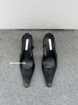 THESUMEY 尖头高跟鞋女2024春夏新款设计感小众单鞋通勤黑色凉鞋
