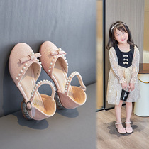 女童公主凉鞋2023夏新款儿童皮鞋4-11岁包头中大童高跟公主鞋软底