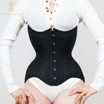 Annzley新品钢骨束身衣长款收腰收腹束腰加长corset双钢骨紧身衣