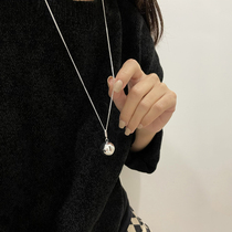沉甸甸的韩国博主同款小众设计实心圆球长项链女气质大银球毛衣链