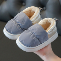 女童2-9岁冬季棉鞋儿童防滑保暖羽绒布防水宝宝毛毛鞋室内棉拖鞋