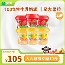 蒙牛大果粒芦荟黄桃草莓味生牛乳风味酸奶官方正品260g*12杯
