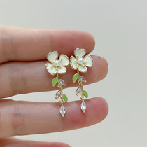 小清新珍珠花朵耳环女甜美高级耳钉银针耳饰小众设计感气质流苏