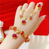 越南沙金红狐狸气质项链套装女仿真黄金手链戒指饰品久不褪色首饰
