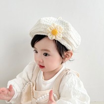 儿童贝雷帽可爱超萌春秋女孩洋气韩版公主蕾丝6-18月宝宝花朵帽子