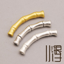 S999纯银银饰 硬银3D竹节弯管骨管隔珠做旧DIY串珠材料配件