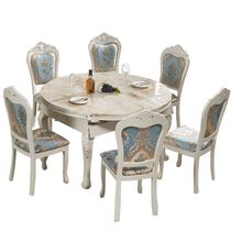 欧式大理石餐桌椅组合实木小户型可伸缩折叠简欧长方形家用圆桌子