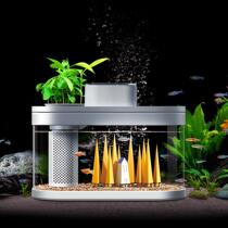 画法几何两栖生态懒人鱼缸智能版客厅小型桌面创意小米音箱水族箱