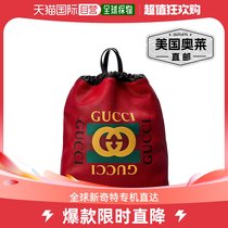 【99新未使用】Gucci 抽绳皮革背包 - 红色 【美国奥莱】直发
