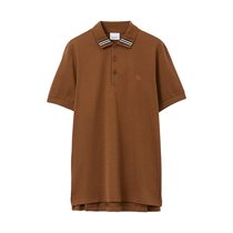 BURBERRY/博柏利23新款 男棕色棉质丝骑士刺绣短袖Polo衫