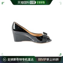 香港直邮SALVATORE FERRAGAMO 女鞋黑色漆皮鱼嘴坡跟高跟鞋 05315