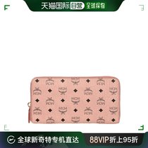 香港直邮MCM 新款 印花logo女士拉链钱包长款粉红色 MYL7AVC80PZ