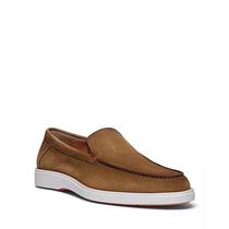 美国代购Santoni 专柜正品男士休闲皮鞋棕色防滑复古低帮一脚蹬鞋