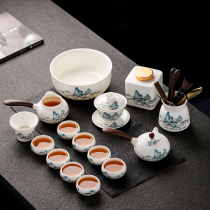 销羊脂玉白瓷茶具套装家用功夫茶杯陶瓷泡茶盖碗全套办公室会客厂
