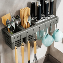 厨房多功能置物架 刀架挂架 筷子刀具用品收纳架一体免打孔壁挂式
