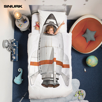 Snurk床品套件火箭全棉纯棉儿童床上用品三件套被罩卡通被套春季