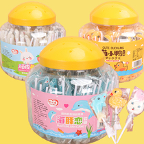 卡通兔子软糖棒棒糖桶装100支果汁水果糖奖励学生六一儿童节礼物
