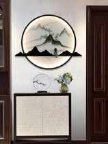新中式玄关挂件书房茶室禅意装饰中国风过道墙面挂饰圆形铁艺复古