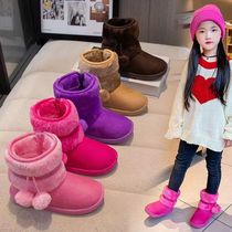 2023加绒女童棉靴男童学步棉鞋中筒拉链棉靴1-10岁宝宝加厚雪地靴