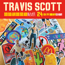 Travis Scott 嘻哈说唱DJ音乐行李箱滑板手机笔记本贴纸 24张包邮