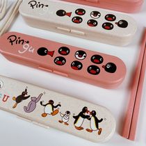 日本企鹅家族PINGU便携餐具可爱卡通环保野餐儿童上班学生筷勺叉