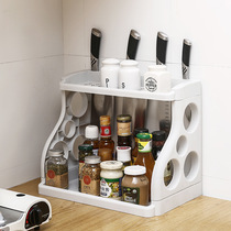 新品厨房置物架调料瓶收纳架调味架刀具杂物两层储物架台面二层整