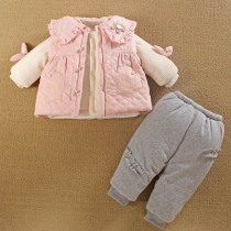 1一2岁半女宝宝冬装外套分体款童婴儿服外出三件套装加厚棉衣袄季