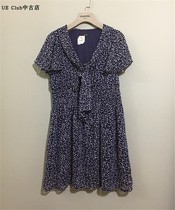 【原 价¥108】vintage  日本古着archive领结款深蓝色波点连衣裙
