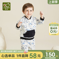 拉比官方旗舰男童套装童装新款宝宝加绒保暖休闲套装儿童运动套装