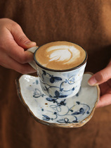 日本原装进口 美浓烧和风三角盘咖啡杯 陶瓷复古咖啡套装带碟杯子