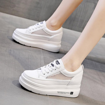 夏天穿的鞋子女2024年新款内增高网面透气厚底显瘦休闲运动小白鞋