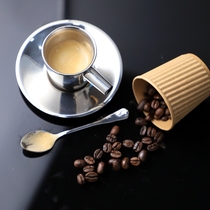 酒吧器皿外贸出口 双层浓缩咖啡杯 304不锈钢意式咖啡杯 防烫小杯