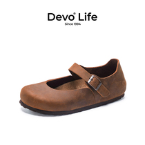 Devo/的沃软木鞋包头包跟全包文艺森女日系复古休闲女鞋66009