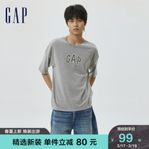 【亲肤】Gap男装夏季2023新款LOGO纯棉短袖T恤602762运动上衣潮