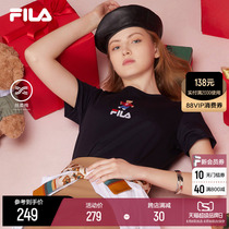 FILA 斐乐官方女士短袖T恤 2022年夏季新款舒适亲肤经典丝柔棉T恤
