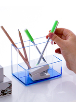简约彩色亚克力笔筒学生用创意笔架桌面文具收纳盒办公笔盒带分格