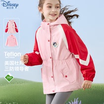【三防】迪士尼女童冲锋衣款外套春装新款公主防风衣三合一童装