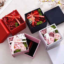 空盒定制层旋转玫瑰花饰品首饰礼品盒 永生花香水口红礼物包装盒