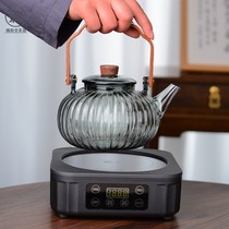 透黑耐高温玻璃茶壶带过滤木提梁加厚玻璃泡茶煮蒸茶壶电陶炉明火