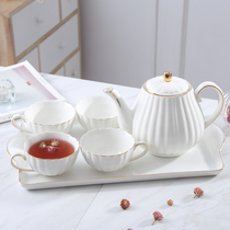 北欧杯子带托盘陶瓷花茶具英式下午茶水果茶壶简约咖啡杯套装轻奢