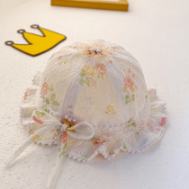 婴儿帽子女宝宝夏季公主可爱薄款蕾丝遮阳帽新生儿春天透气渔夫帽