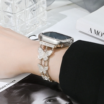 苹果手表表带女镶钻蝴蝶手链适用iWatchS9表带AppleWatch表带S8S7