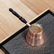 藏品级神器土耳其进口咖啡煮壶纯铜手工金属复古银色长柄煮茶壶器