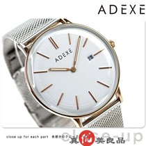 日本代购 ADEXE 男士极简复古超薄表盘网状钢带商务休闲石英手表