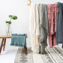 沙发毯盖毯北欧创意棉布搭毯沙发巾床毯流苏休闲披肩毯装饰防尘罩