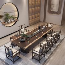 新中式实木茶桌 家用办公大板桌功夫茶台原木禅意实木茶桌椅全套