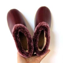 女士保暖拖鞋毛口冬天棉鞋有后跟厚牛筋底防滑室内外全可用皮拖鞋