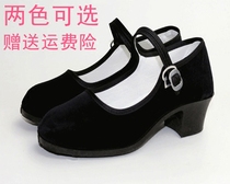 老北京布鞋女鞋黑色工作鞋酒店礼仪鞋迎宾红色舞蹈鞋中跟软底单鞋