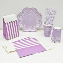 纸盘一次性盘子野餐烧烤盘儿童生日蛋糕点心甜品纸托盘子紫色盘子