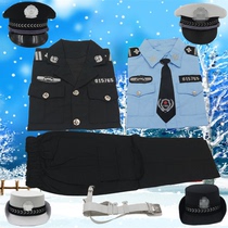 儿童圣诞节服装警察服警官服男外套衬衫长袖黑猫警长衣服交警制服